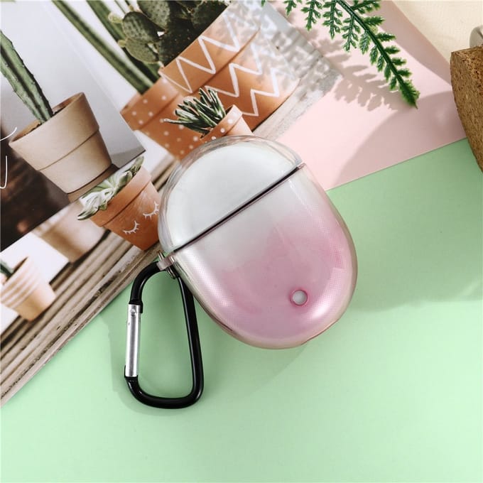 By Qubix - Google Pixel Buds 2 TPU siliconen hoesje - gradient shock series - Met bevestigingsclip - roze
