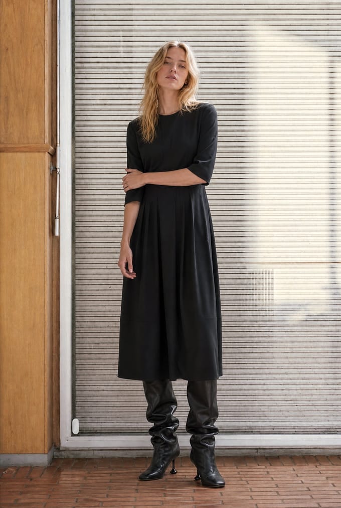 Heide tech jersey dress LS | Black - Black / S