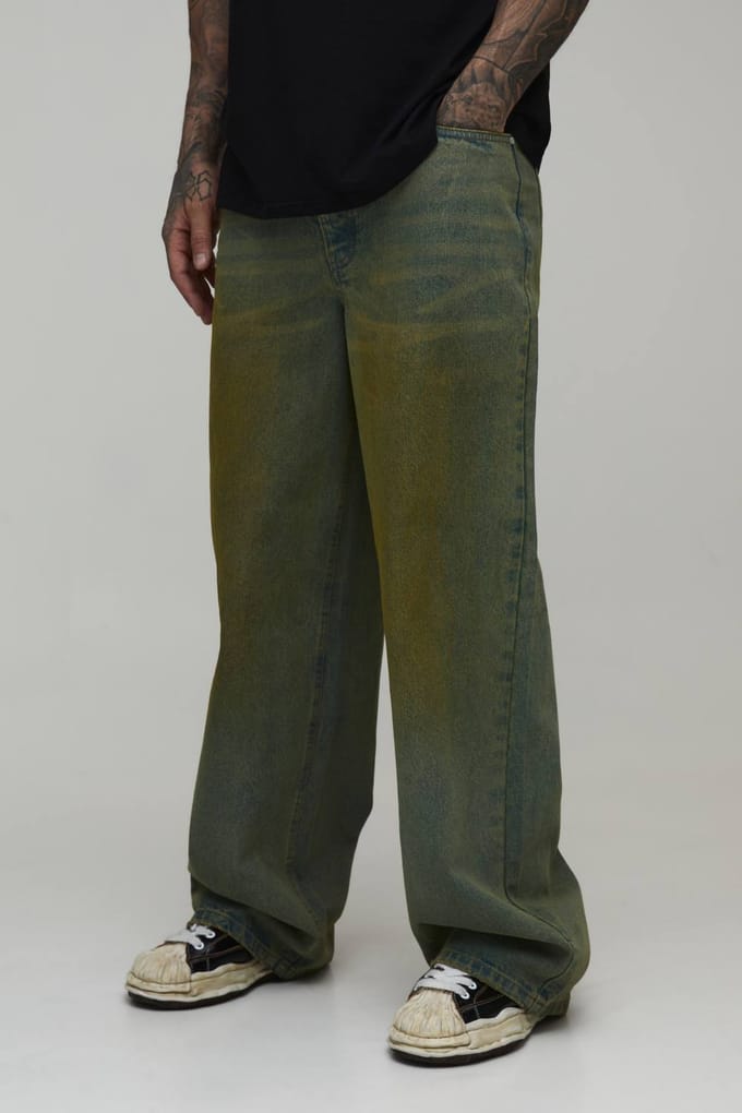 Lange Baggy Getinte Jeans | Green | Size 30
