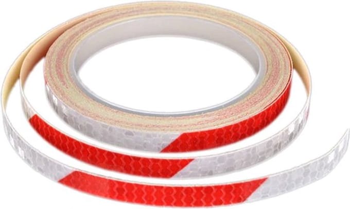 Doodadeals® Reflecterende Tape - Reflecterende Stickers Fiets – Reflector Sticker - 8 meter x 10 mm – Rood/Wit