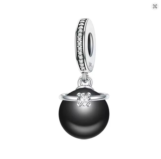 Bedel Zwarte Parel – 925 Zilver – Bedel voor Armband – RomyStones