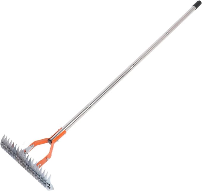 Verticuteerhark - Gazonhark rotshark - Gazononderhoud - Verstelbare steel - 37.6 cm breed - Metaal