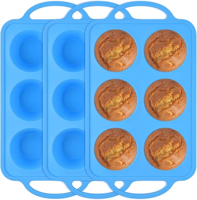Siliconen Muffinvorm met Metalen Frames - 3 Stuks, Antiaanbak Cupcake Bakvorm