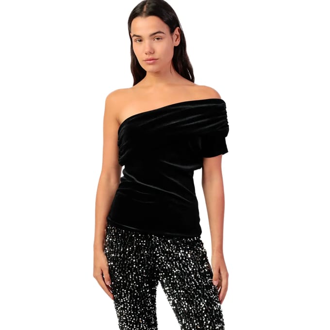 Blouse Admas Asymmetrische fluwelen top Velour And Lace