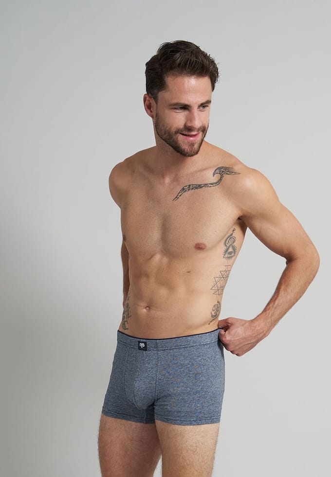 Ceceba heren boxer normale lengte (2-pack) - middenblauw gestreept - Maat: M