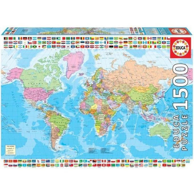 1500 stukjes puzzel Educa Mapamundi Político