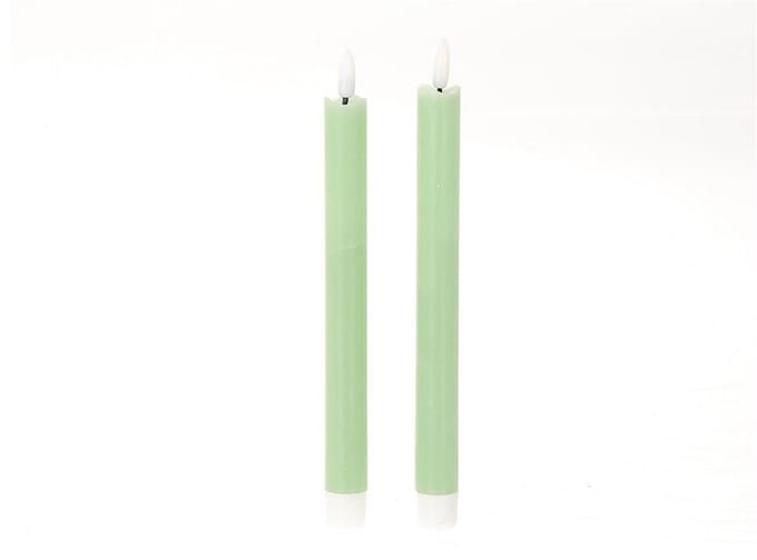 Natural Living Dinerkaarsen LED Groen - Set van 2 - Flikkerende Kaarsen