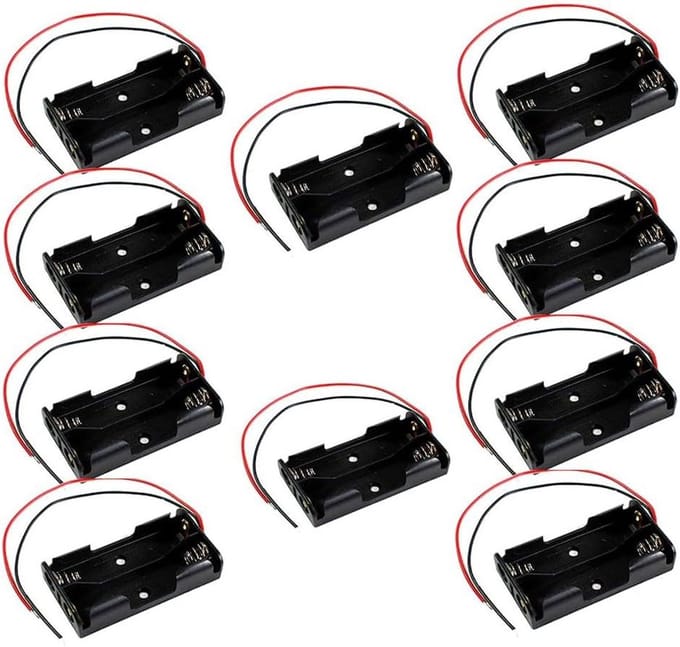 Batterijhouder AA - Batterijbox AA - Elektronica Projecten - Met Kabels - 10 stuks - Zwart