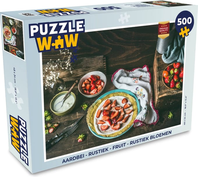Puzzel Aardbei - Rustiek - Fruit - Rustiek Bloemen - Legpuzzel - Puzzel 500 stukjes