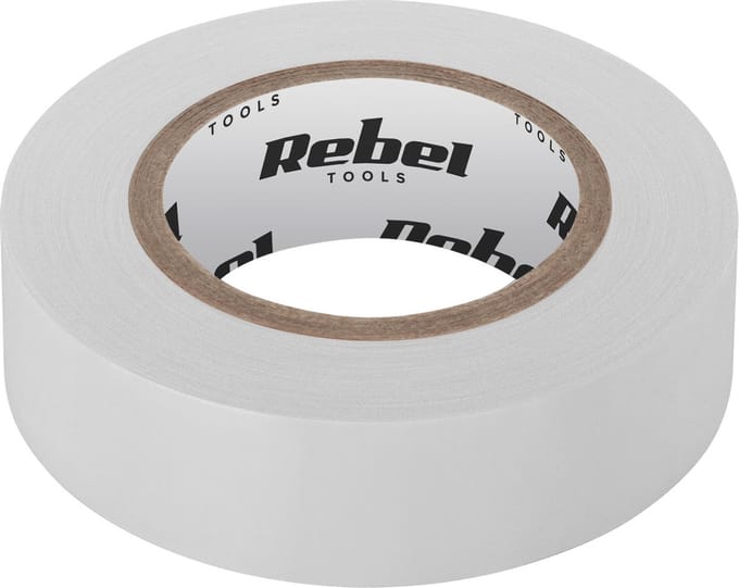 REBEL - Iisolatietape - isolerend plakband (0,13 mm x 19 mm x 10 yd) wit