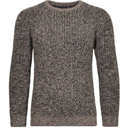 Ragman Trui Structure Knit Pullover Roundneck Taupe-Grijs / male