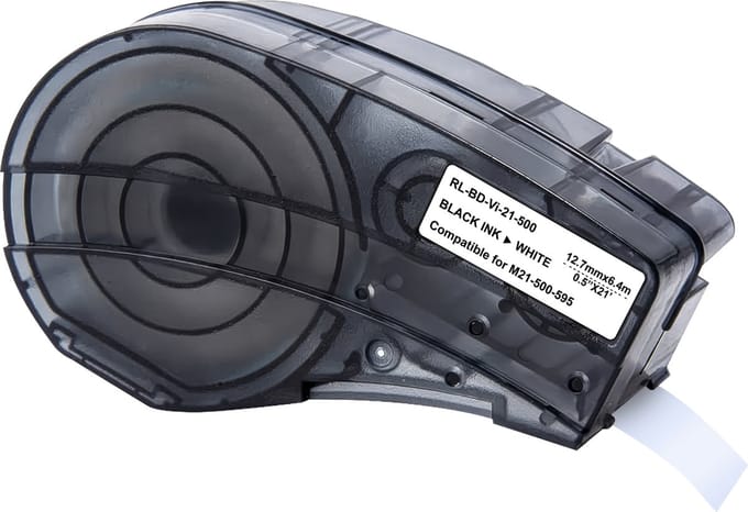 Label compatible Brady BMP21-LAB BMP21-PLUS wit tape - Vinyllabel M21-500-595 12,7 mm x 6,4 m