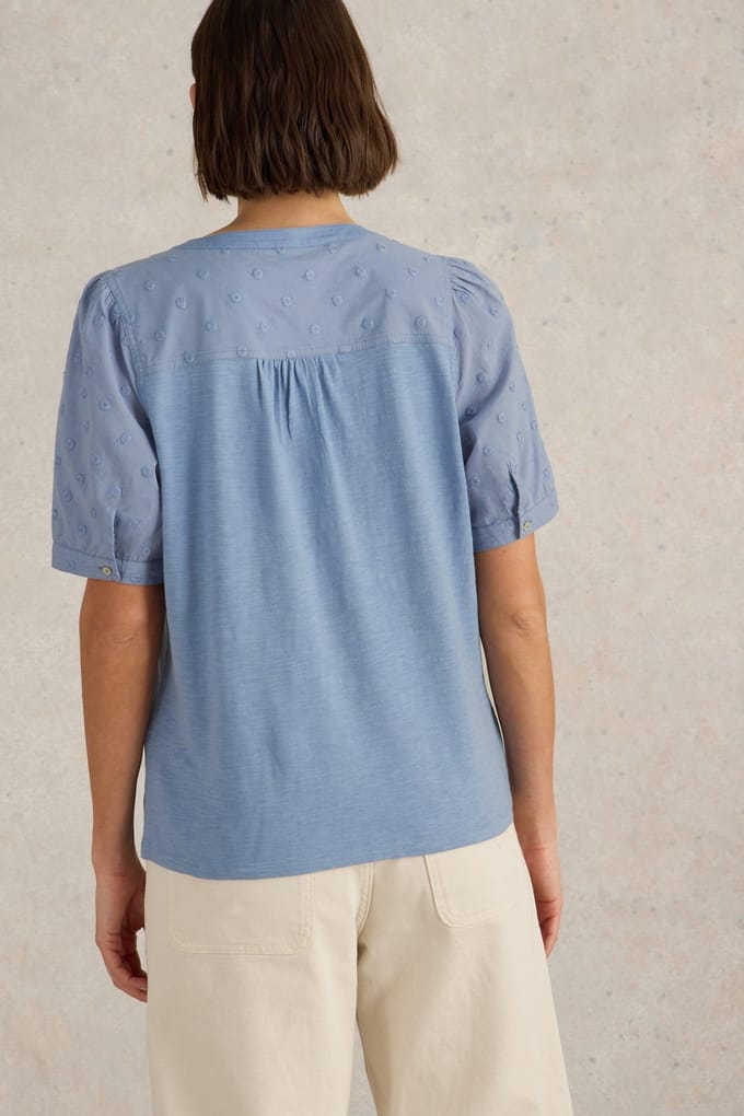 White Stuff Ellie Broderie Top Mid Blue Größe: 16 | Blusen Outlet | Damen | Blau
