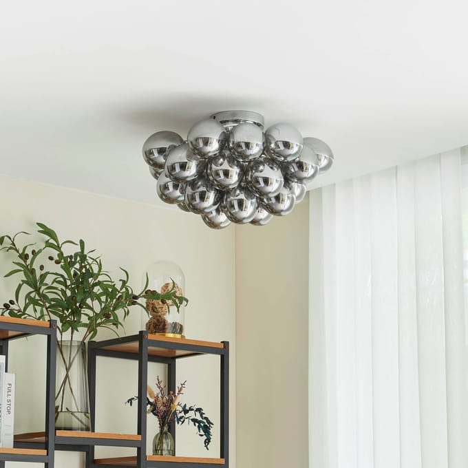 Lucande - plafondlamp - 6lichts - Glas - H: 32 cm - G9 - rookgrijs