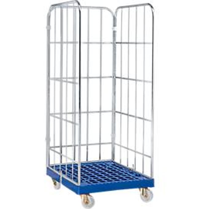 Rolcontainer, 3-zijdig, blauw RAL 5010