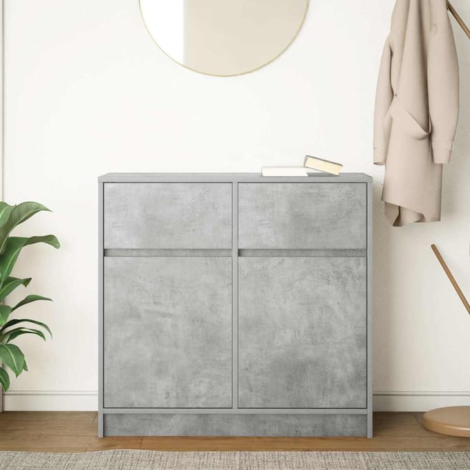 vidaXL - Dressoir - met - lade - 80x34x76 - cm - spaanplaat - betongrijs