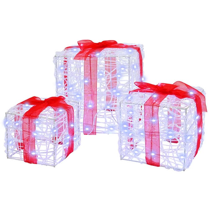 vidaXL - 3 - st - 60 - LED's - Koudwit - 20 - x - 20 - x - 20 - cm - Acryl