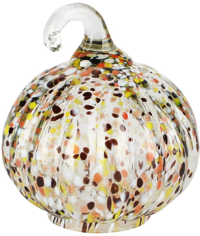 Dekoratief | Deco pompoen 'Warm Tones', transparant, glas, 11x11x12cm | A258341