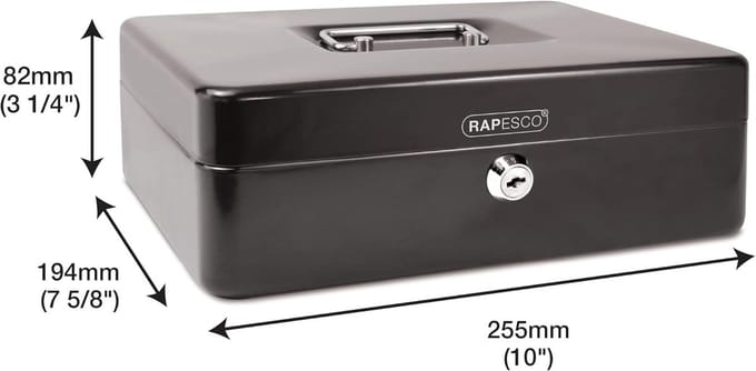 Stevige Zwarte Geldcassette met Munvak 25cm