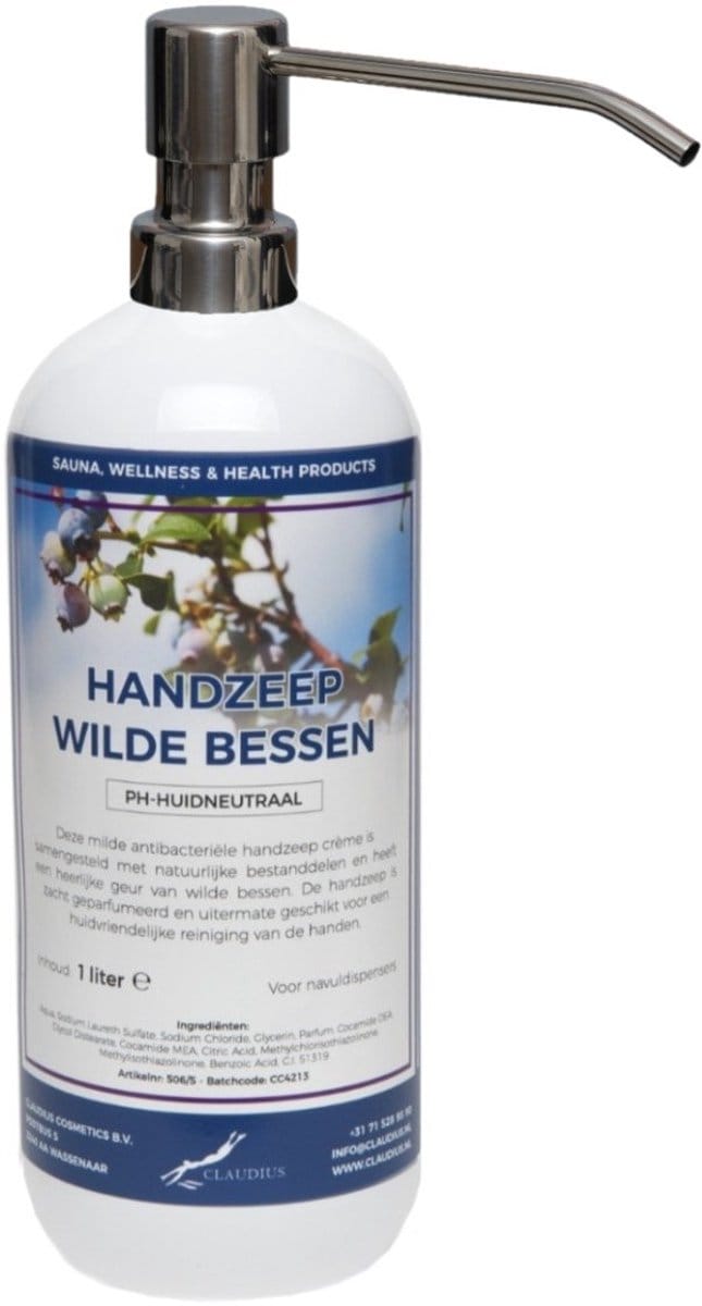 Handzeep Wilde Bessen 1 liter - met gratis RVS zilverkleurige pomp