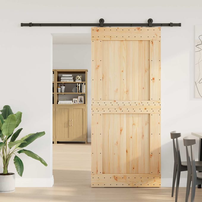 vidaXL - Schuifdeur - NARVIK - Naturel - en - Zwart - 100 - x - 210 - cm - (213,5 - cm)