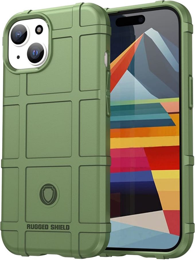 MobyDefend Hoesje - Geschikt voor iPhone 15 - Rugged Shield TPU Backcover - Groen