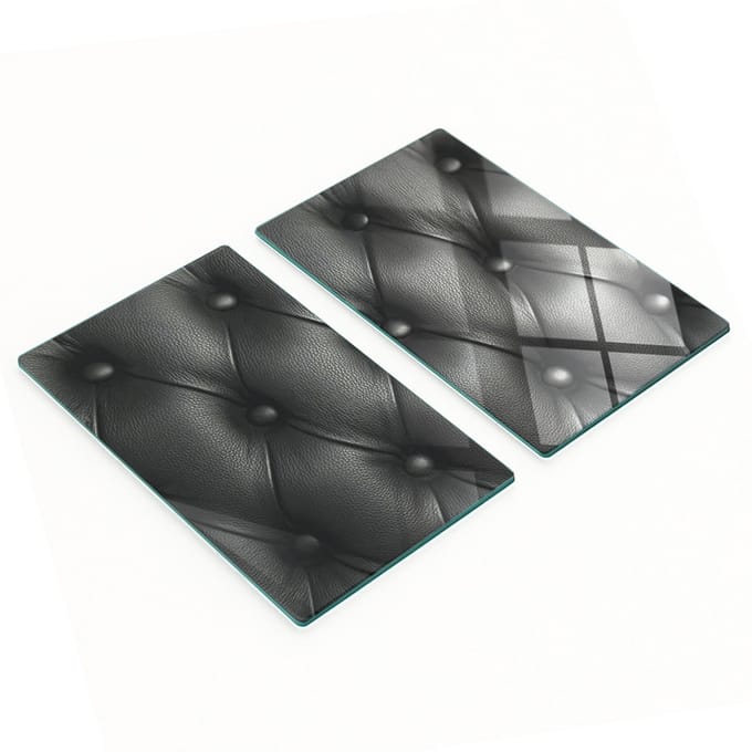 Decoratieve glazen snij- en serveerplanken met leerstructuur, 2x30x52 cm