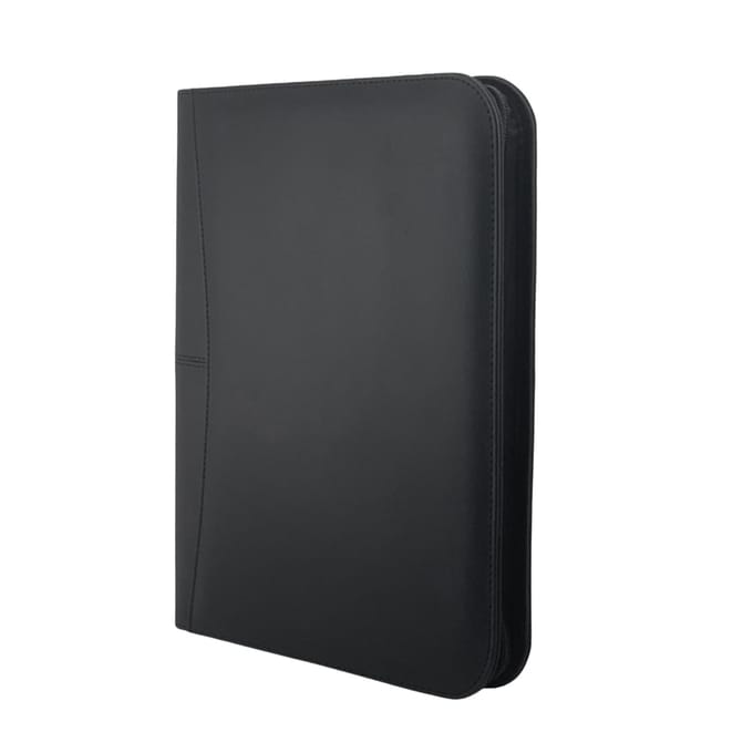 Bisofice Business Padfolio A4 PU lederen portfolio-organizer met ritssluiting voor sollicitatie-cv-document zwart