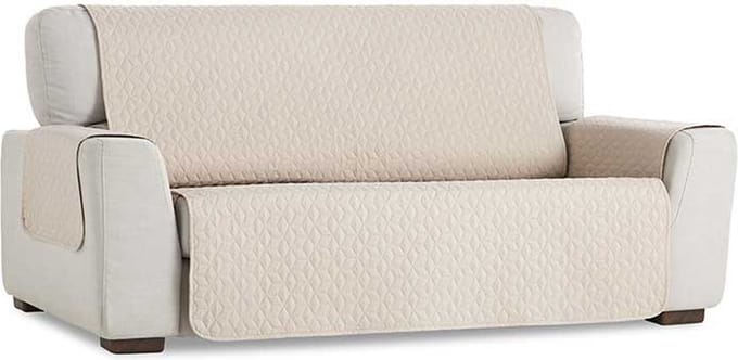 Geo Quilt - Bankbeschermer - 240cm breed - Beige - Teflon beschermlaag - Anti-slip onderkant