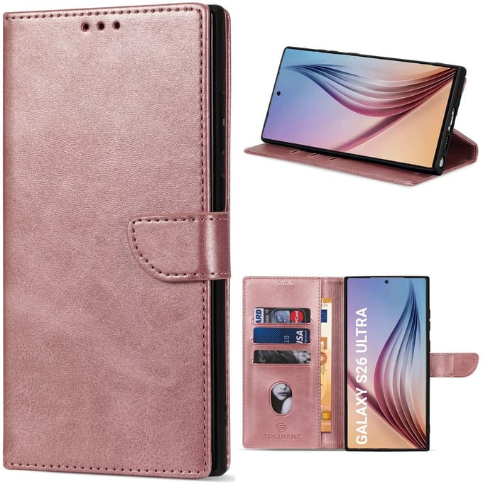 Solidenz hoesje - Geschikt voor Samsung Galaxy S26 Ultra - Bookcase - Roségoud