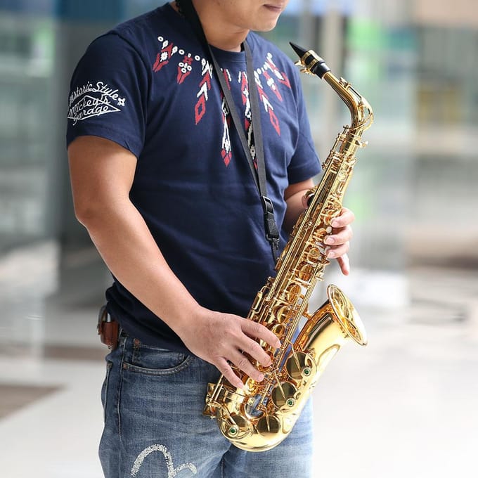 ammoon Eb Altsaxofoon Messing Gelakt Goud E Flat Sax 802 Sleuteltype Houtblazersinstrument met brown