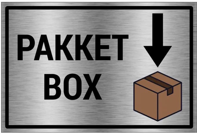 Pakketbox bord - gecoat brushed aluminium - grijs zwart | 30 x 20 cm