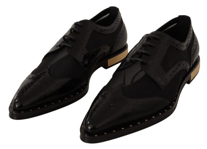 Dolce & Gabbana Dames Zwarte Leren Broques Transparante Wingtip Schoenen