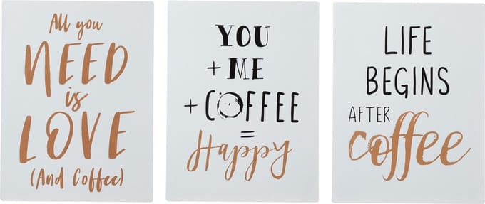 J-Line Plakkaat Coffee Engels Mix Metaal Wit/Zwart/Koper Ass3