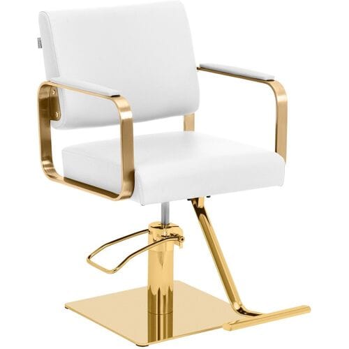 physa Kappersstoel met voetensteun - 50 - 66 cm - 200 kg - wit/goud 10040886