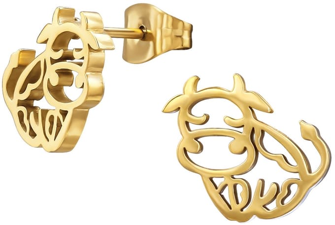 CS Joy - Koe oorbellen - chirurgisch staal - 9.1 x 10.6 mm - ip/pvd goldplated