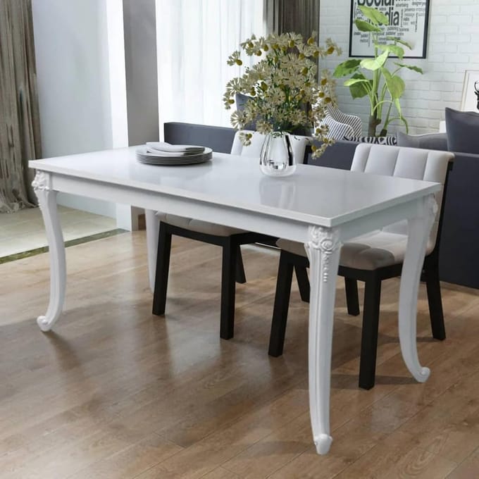 Eettafel Hoogglans - Eetkamertafel Keuken - Samen Eten - Strak Design - 116x66x76 cm - Wit