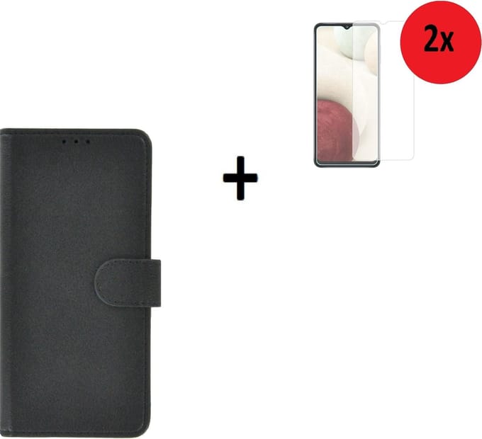 Samsung Galaxy A42 Hoesje - Samsung Galaxy A42 Screenprotector - Samsung A42 Hoes Wallet Bookcase Zwart + Screenprotector 2x