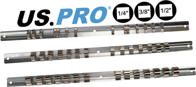 Doppen rail / Dopsleutel opslag rail voor 1/2" - 3/8" en 1/4" doppen