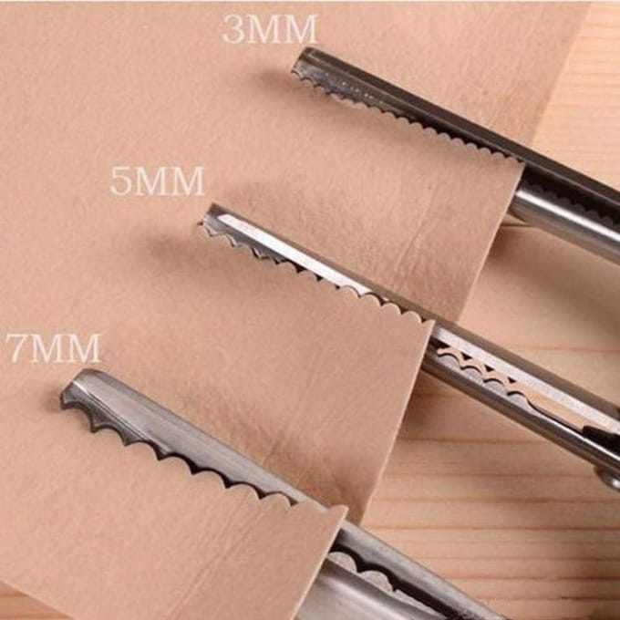 Outils de Couture Nécessaires pour le Bricolage Ciseaux de Couturière 3/5/7mm Dentelle Ondulée Ciseaux de Tailleur Ciseaux à Main en Acier Inoxydable beige