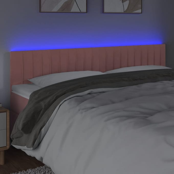vidaXL - Hoofdbord - LED - 160x5x78/88 - cm - fluweel - roze