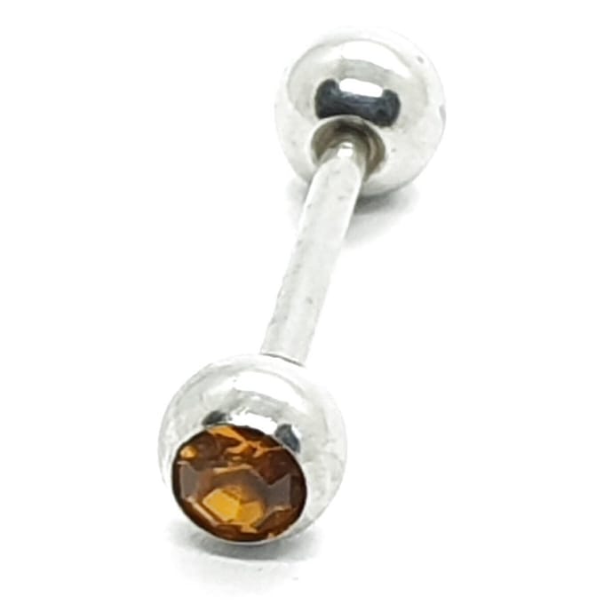 Tong Piercing - Zilver Met Steentjes
