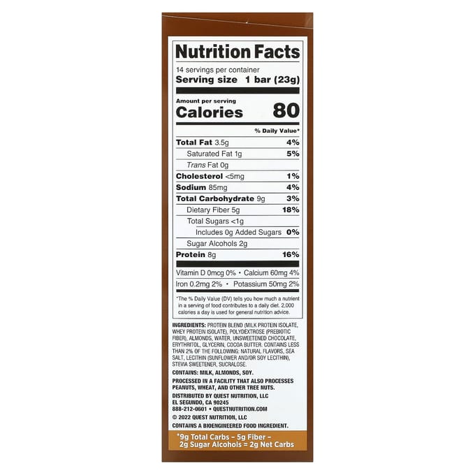 Quest Nutrition, Mini Eiwitrepen, Chocolate Chip Cookie Dough, 14 Repen, 23 g (23 gram) Elk