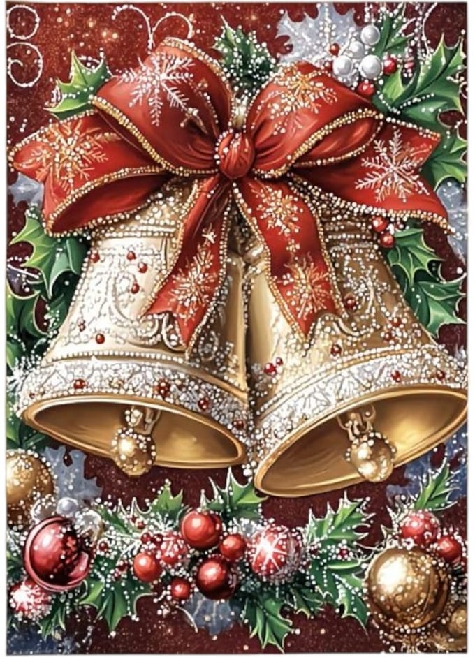 25x20cm Diamond Painting roze kerstboom (rond) nr 438
