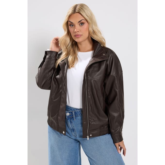 Yours Jack Van Imitatieleer Met Colhals In Chocoladebruin Size 42