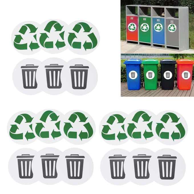 18 Stuks Recyclebaar Milieukeur Afval Recycle Zelfklevend Thuis Buiten Waterdicht Label gray