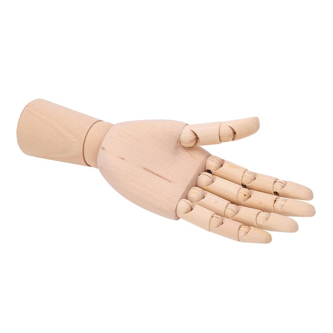 Houten Mannequin Hand Flexibele Gewrichten Vingers Teken Mannequin Hand voor Huisdecoraties Schetsen left hand beige