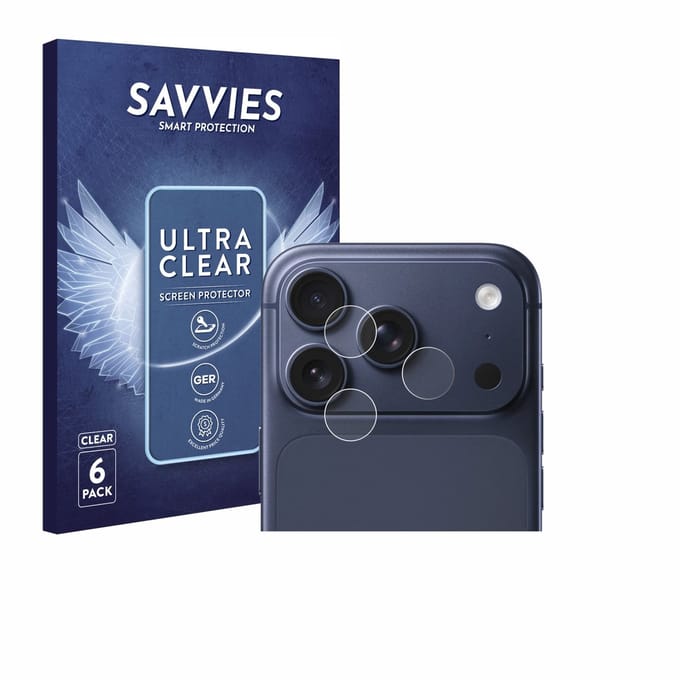 Savvies - Screenprotector voor Apple iPhone 17 Pro / 17 Pro Max / 16 Pro / 16 Pro Max (ALLEEN Camera Lens) - Folie Beschermfolie transparant 6 Stuks