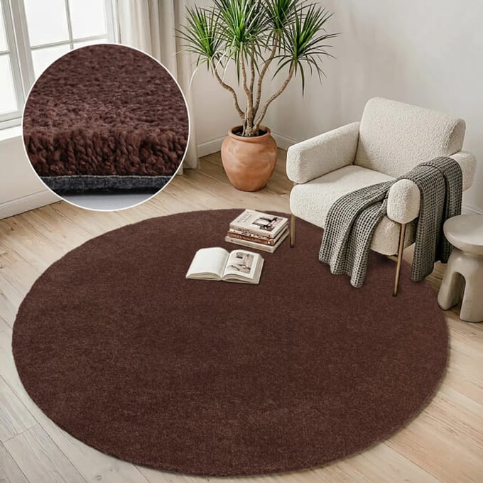 Muratap Comfy premium rond luxe effen vloerkleed wasbaar uni 240 cm rond