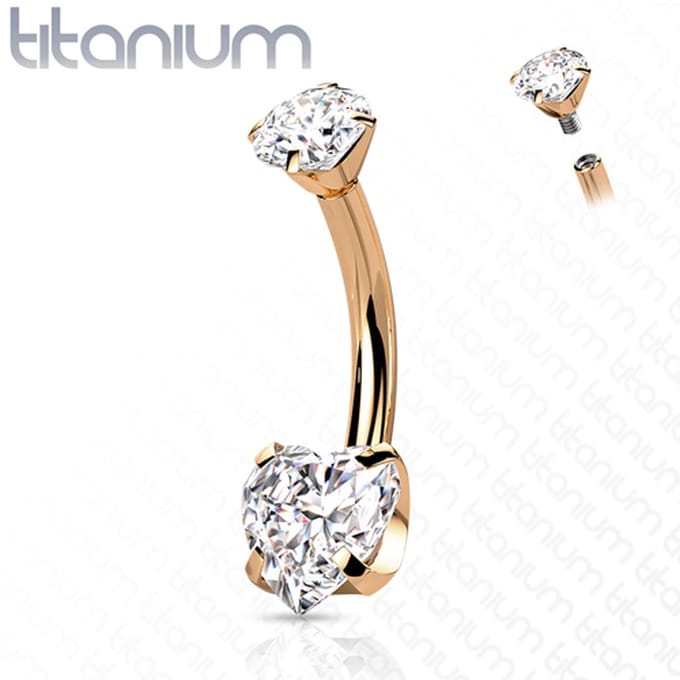 Piercing titanium hartje sierlijk - rose - LMPiercings